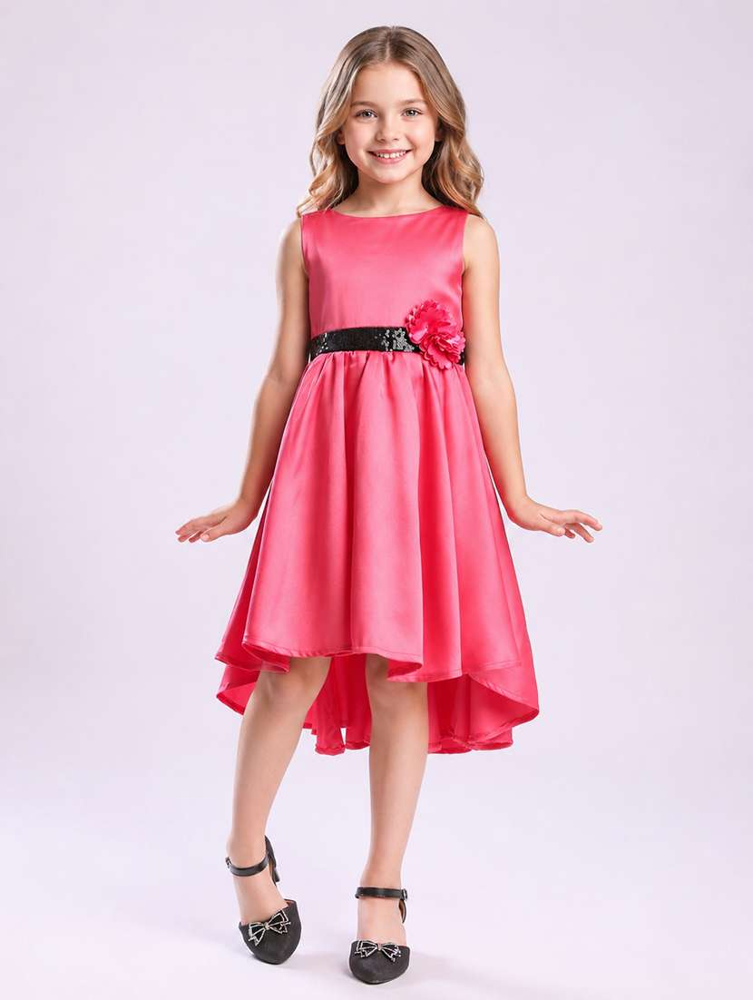 girls sequined sleeveless high low dress