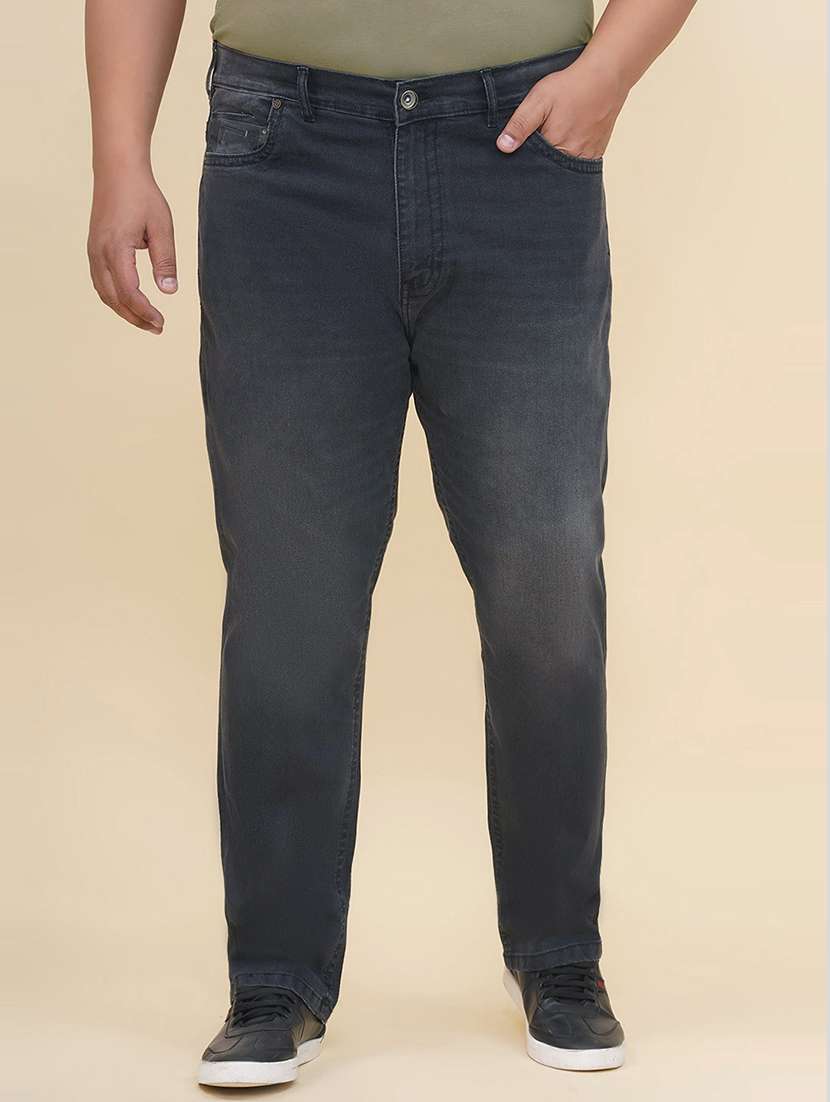 men washed mid rise straight jeans