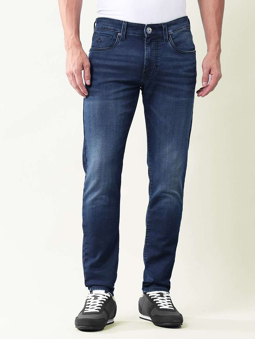 men washed mid rise slim fit jeans