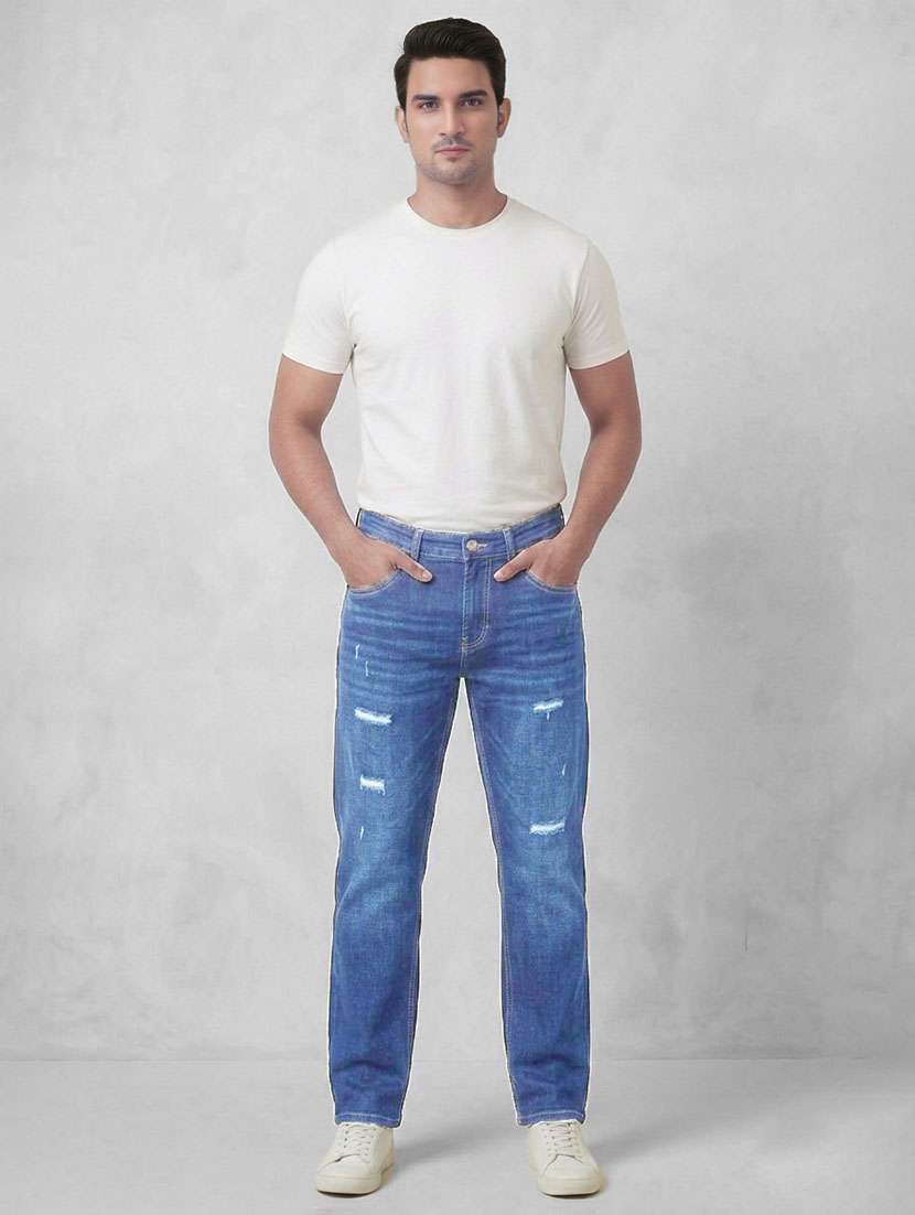 men distressed mid rise straight jeans - 22577415 -  Standard Image - 5