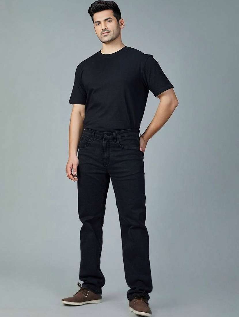 men solid mid rise straight jeans - 22577417 -  Standard Image - 5
