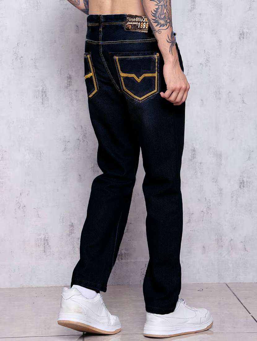 men washed mid rise straight jeans - 22577418 -  Standard Image - 3