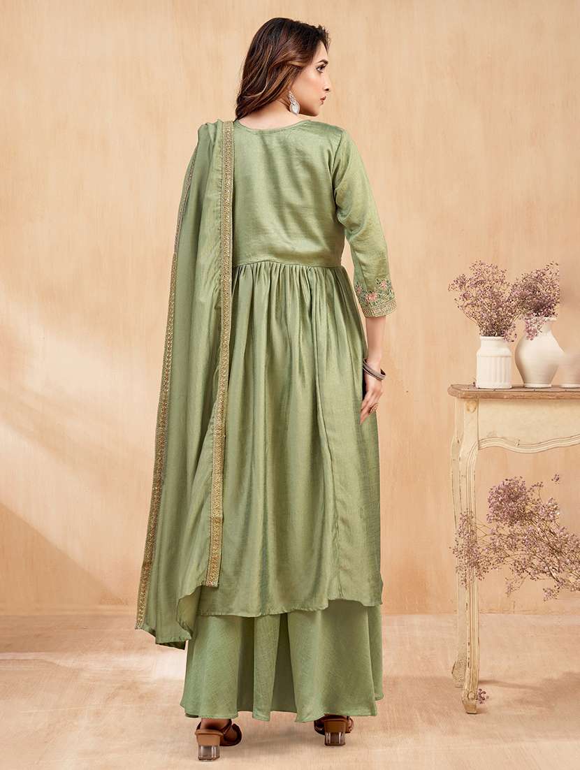 women embroidered three quarter sleeves kurta palazzo set with dupatta - 22577422 -  Standard Image - 3