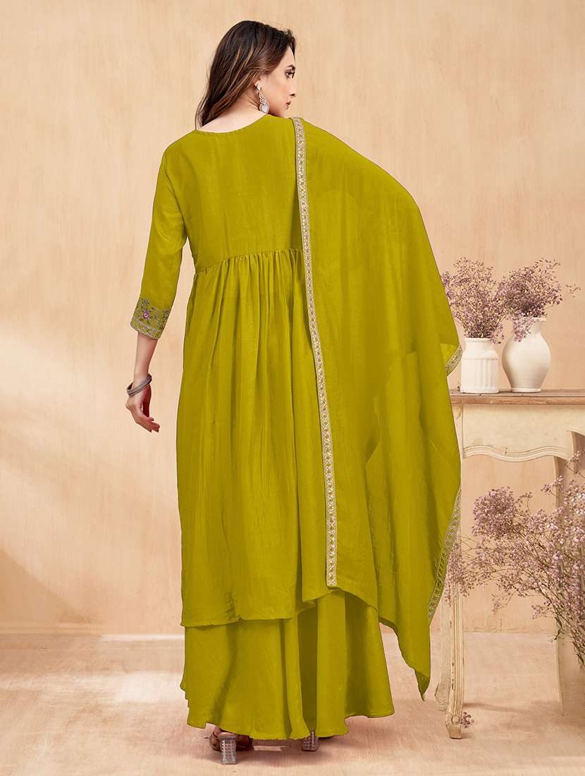 women embroidered three quarter sleeves kurta palazzo set with dupatta - 22577428 -  Standard Image - 3