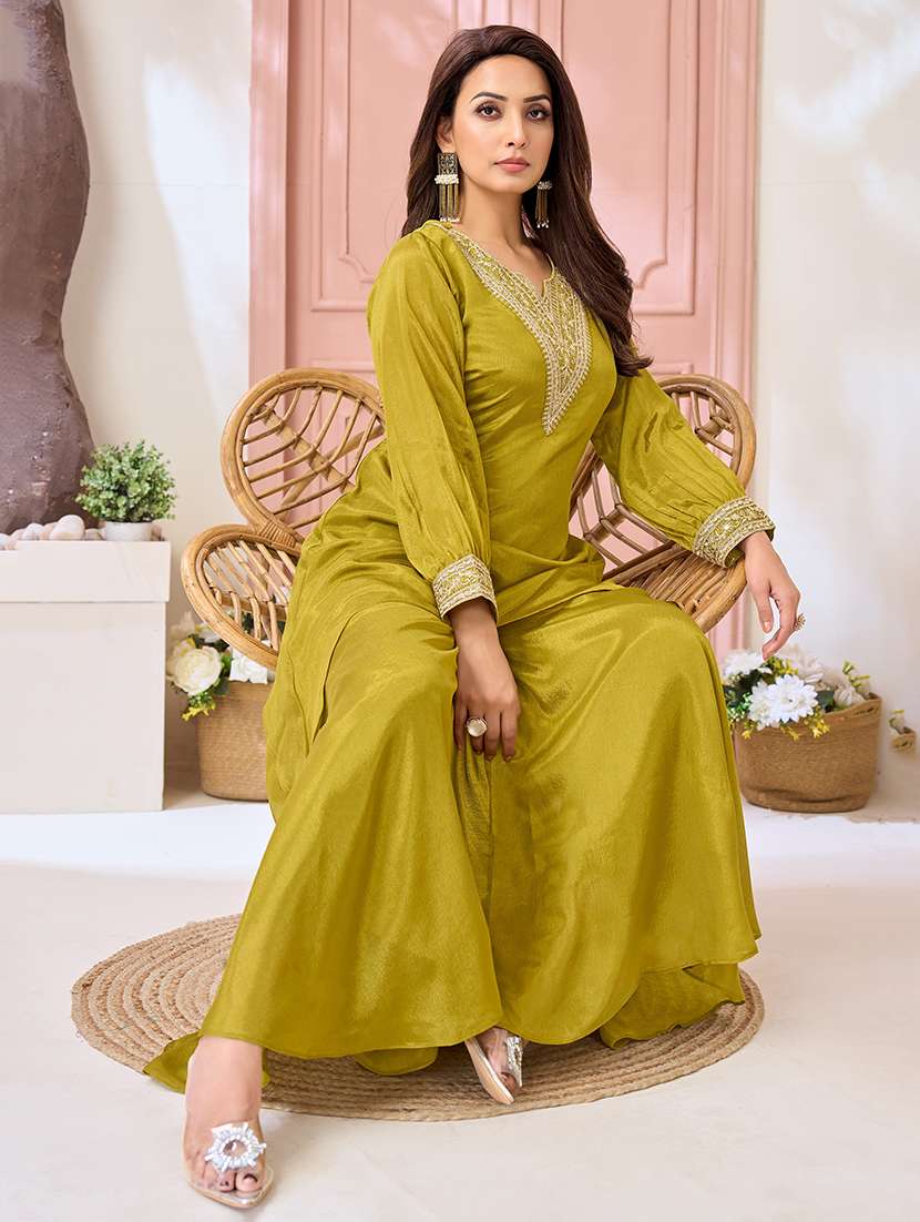 women embroidered long sleeves kurta palazzo set - 22577434 -  Standard Image - 5