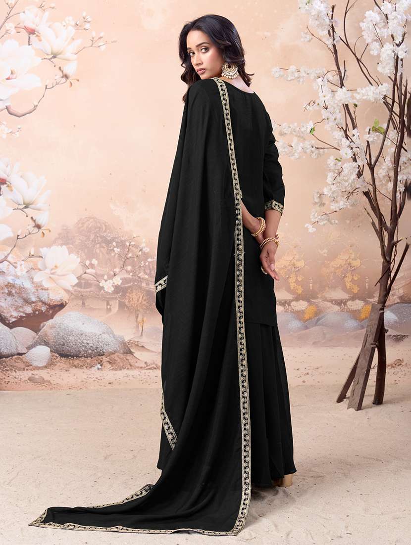 women embroidered three quarter sleeves kurta palazzo set with dupatta - 22577468 -  Standard Image - 3