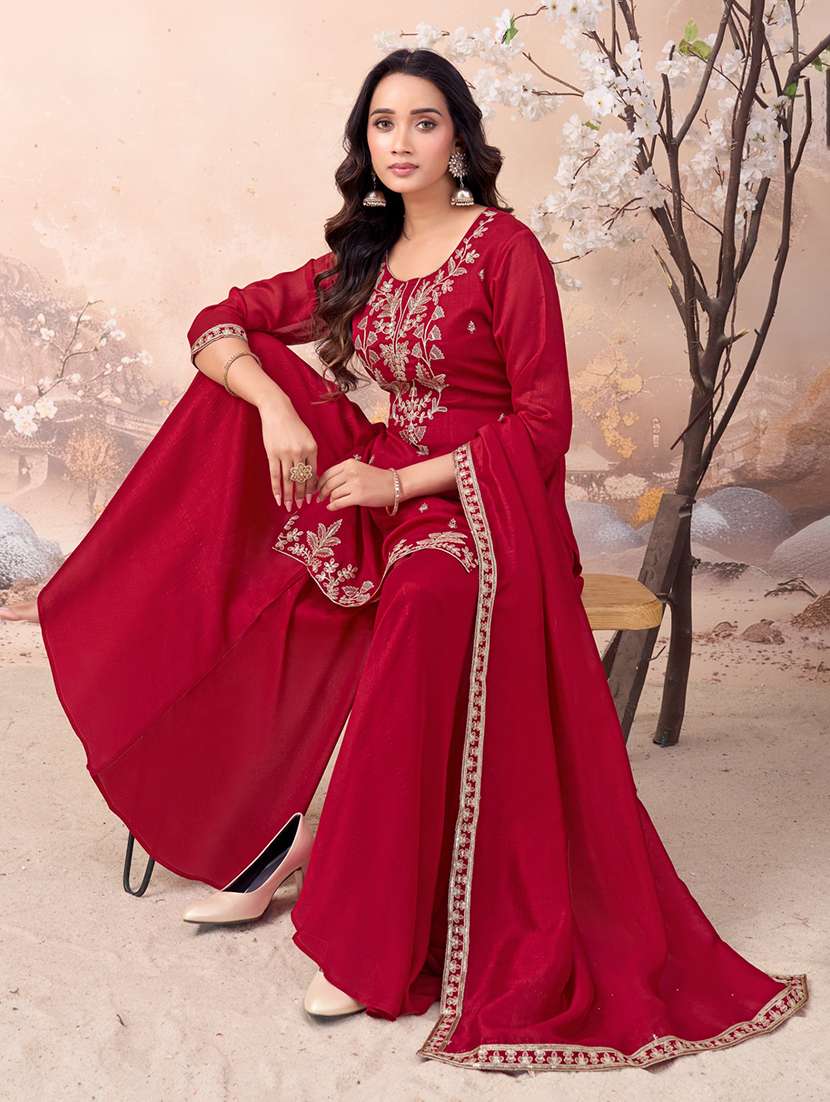 women embroidered three quarter sleeves kurta pant set with dupatta - 22577469 -  Standard Image - 5