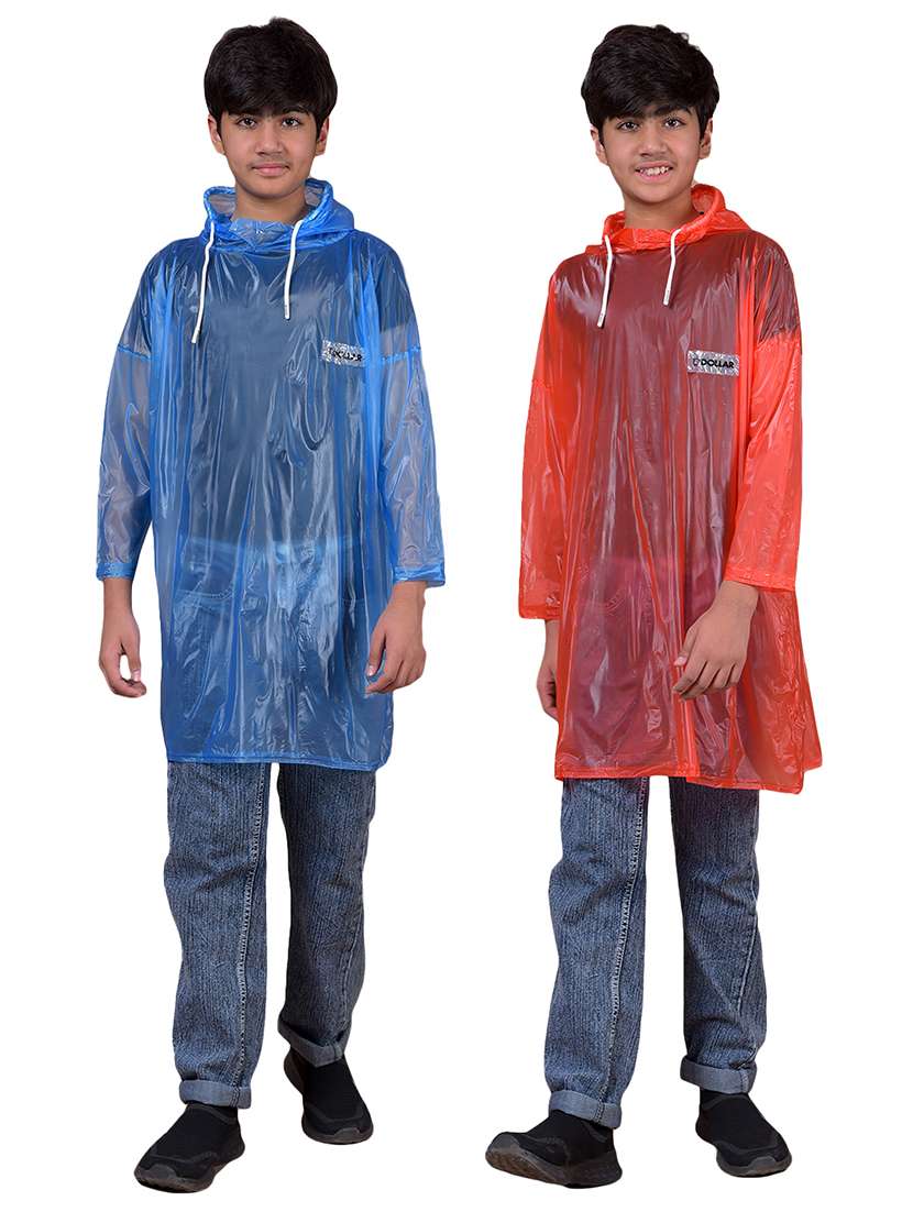kids pack of 2 solid long sleeves hooded raincoat