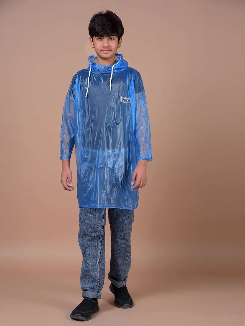 kids solid long sleeves hooded raincoat - 22577474 -  Standard Image - 3