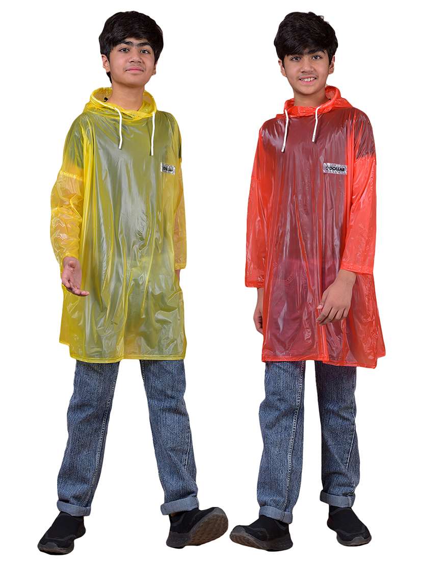 kids pack of 2 solid long sleeves hooded raincoat