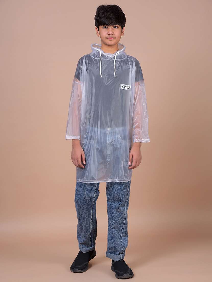 kids solid long sleeves hooded raincoat - 22577478 -  Standard Image - 3