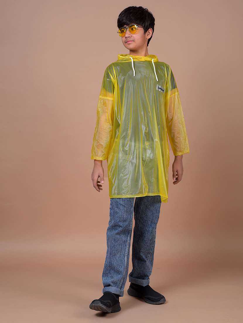 kids solid long sleeves hooded raincoat