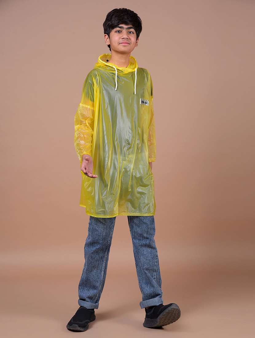 kids solid long sleeves hooded raincoat - 22577479 -  Standard Image - 3
