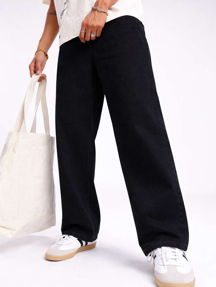 men solid mid rise straight jeans