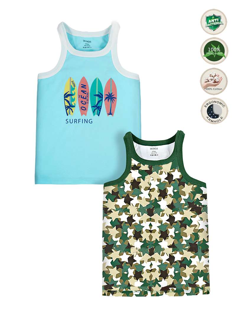 boys pack of 2 printed regular fit vest