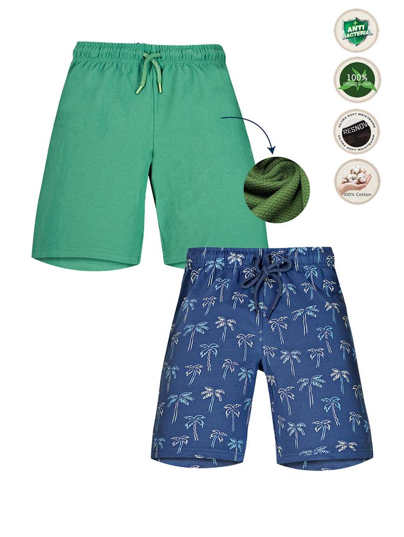 boys pack of 2 printed mid rise shorts