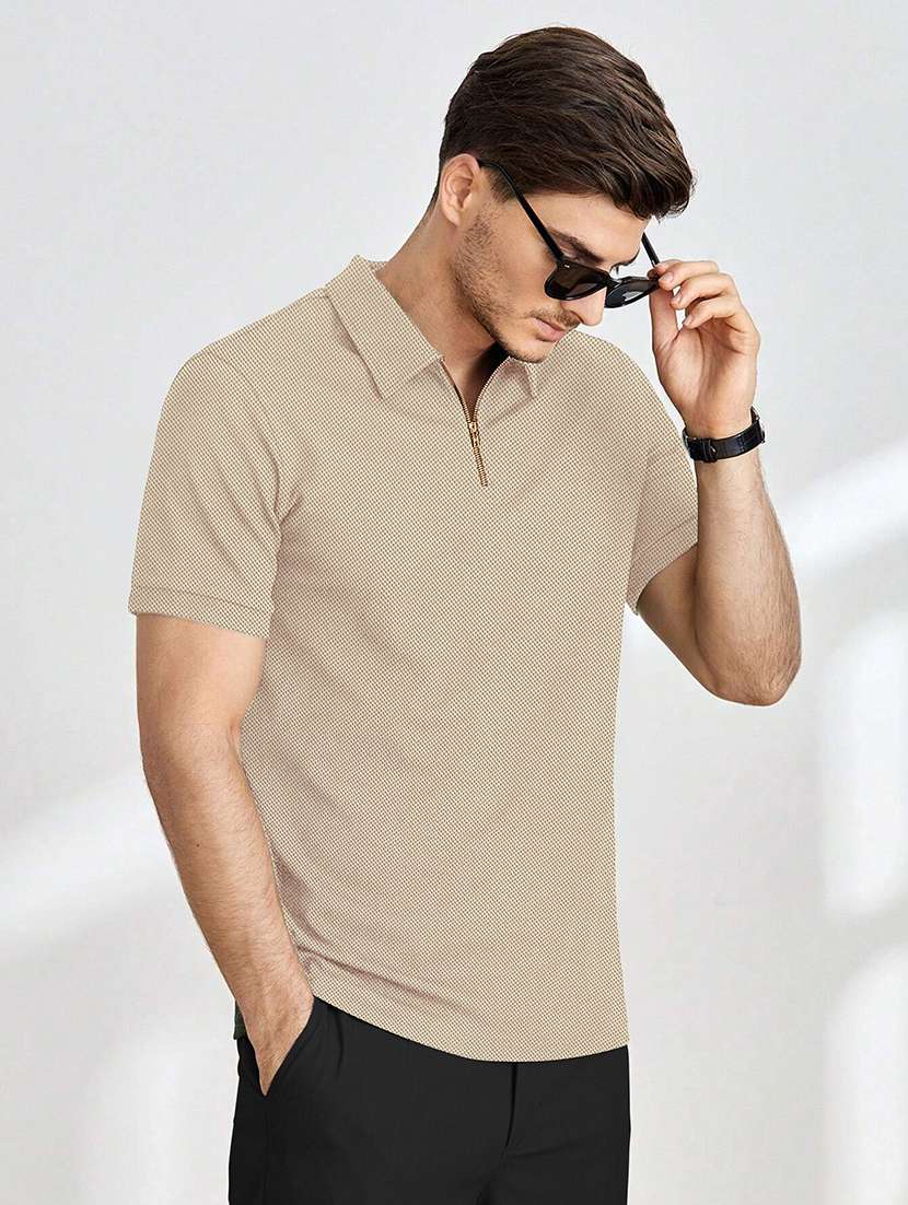 men solid short sleeves polo t-shirt