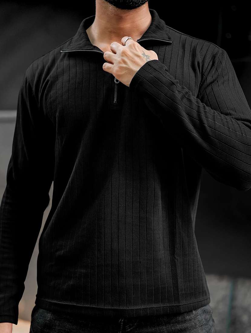 men textured long sleeves polo t-shirt - 22577554 -  Standard Image - 5