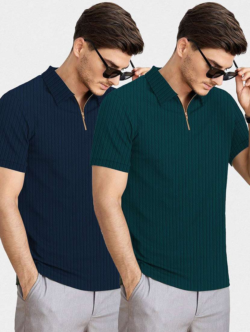 men pack of 2 textured short sleeves polo t-shirt