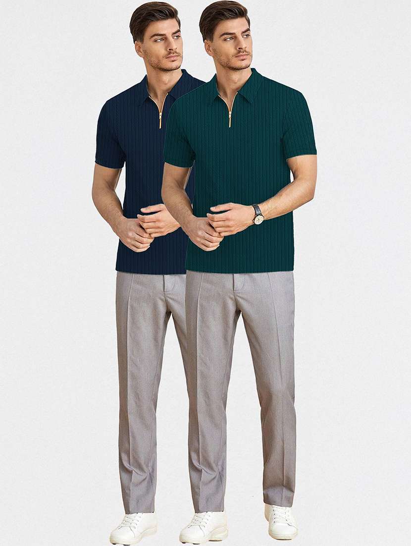 Men Pack Of 2 Textured Short Sleeves Polo T-shirt - 22577555 -  Standard Image - 3