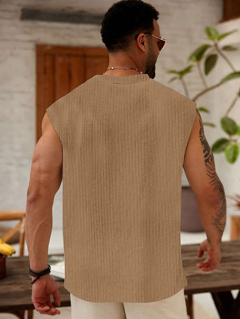 men textured sleeveless oversized t-shirt - 22577688 -  Standard Image - 3