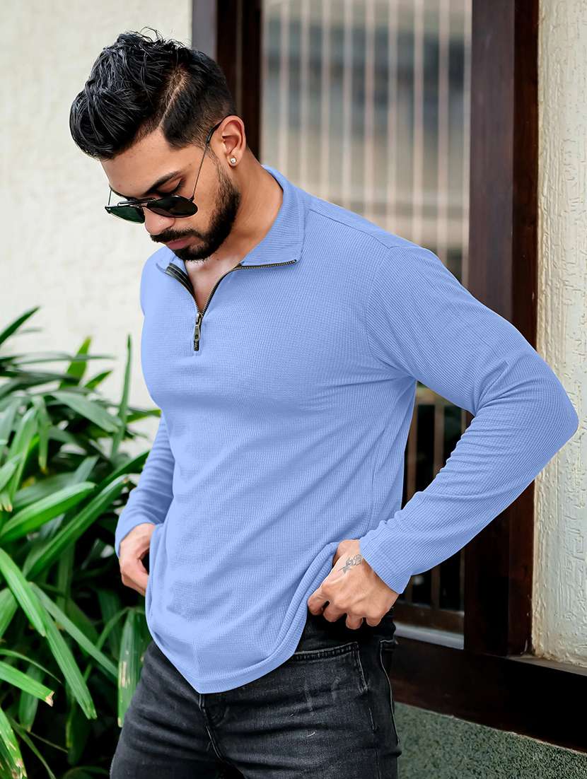 men textured long sleeves polo t-shirt - 22577770 -  Standard Image - 3