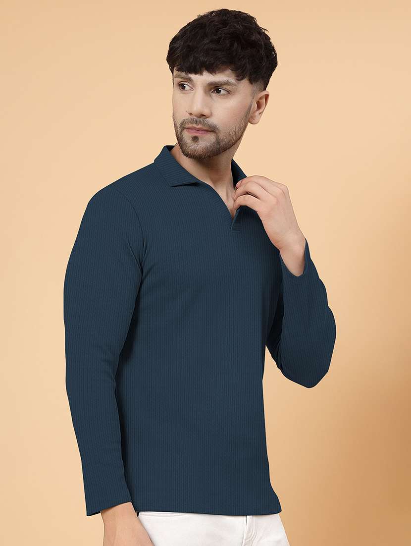 men textured long sleeves polo t-shirt - 22577867 -  Standard Image - 3