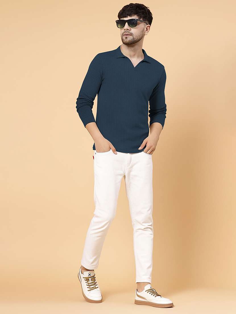 men textured long sleeves polo t-shirt - 22577867 -  Standard Image - 5