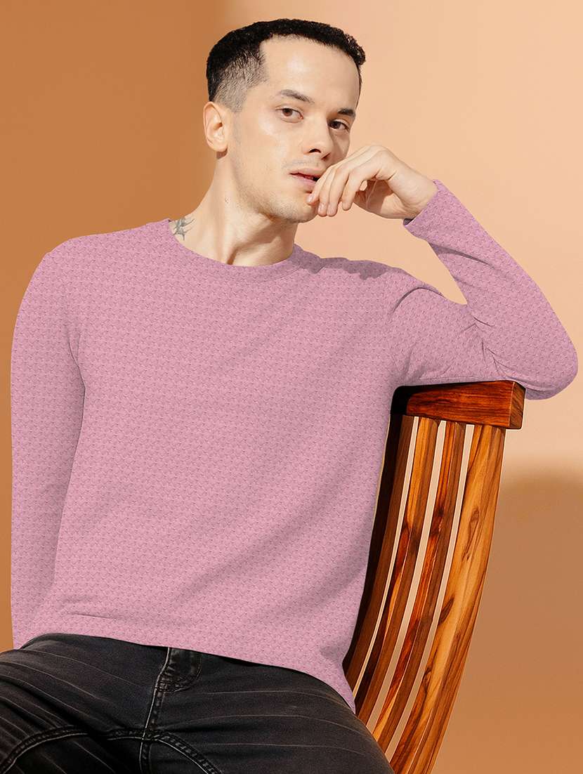 men textured long sleeves regular fit t-shirt