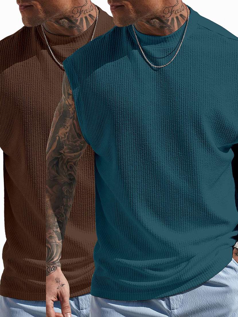 men textured sleeveless oversized t-shirt - 22577941 -  Standard Image - 3