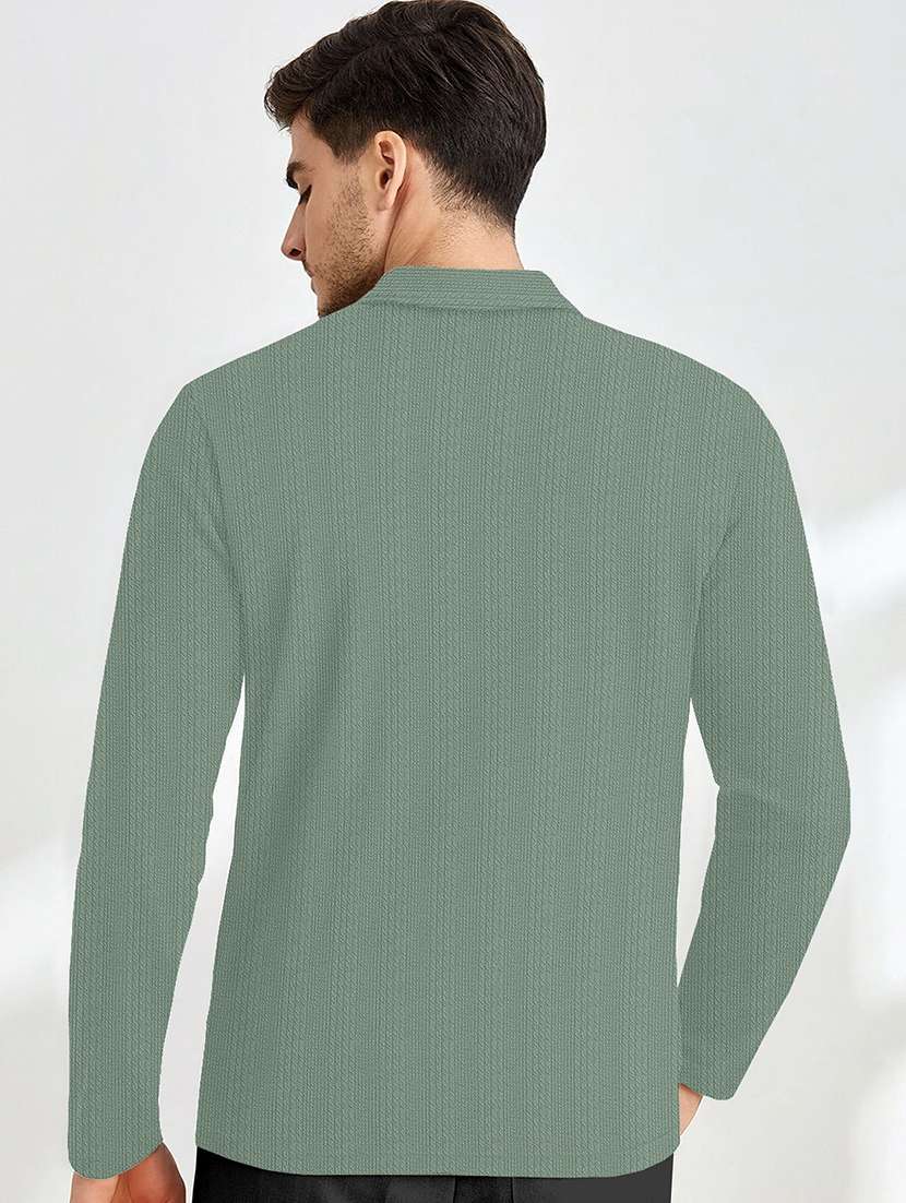 men textured long sleeves polo t-shirt - 22577976 -  Standard Image - 3