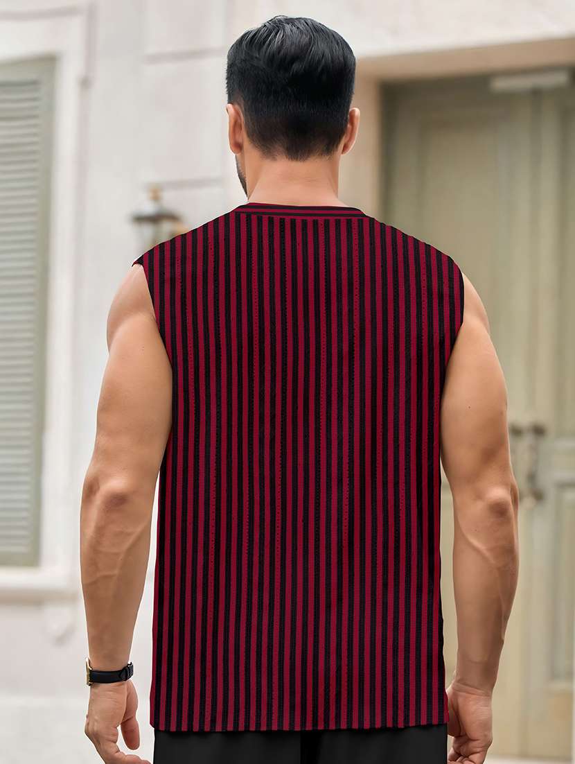 men striped sleeveless regular fit t-shirt - 22578004 -  Standard Image - 3