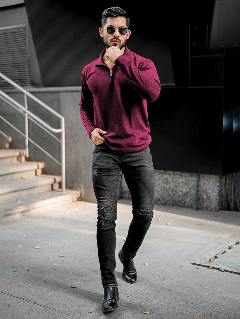 men textured long sleeves polo t-shirt - 22578026 -  Standard Image - 3