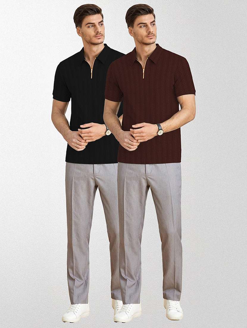Men Pack Of 2 Textured Short Sleeves Polo T-shirt - 22578053 -  Standard Image - 3