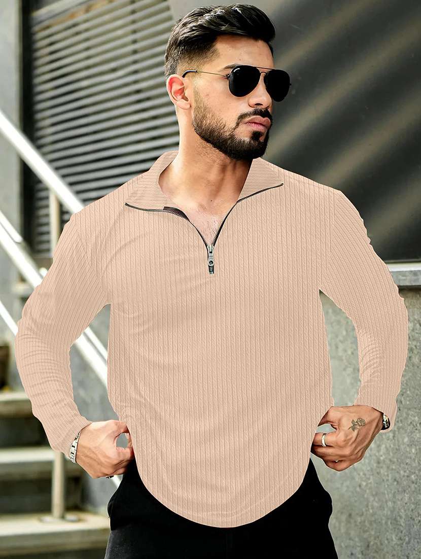 men textured long sleeves polo t-shirt - 22578112 -  Standard Image - 5