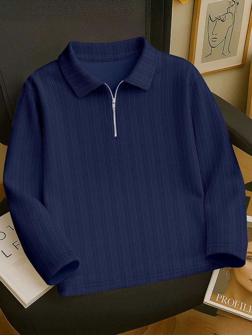Men Textured Long Sleeves Polo T-shirt - 22578228 -  Standard Image - 5