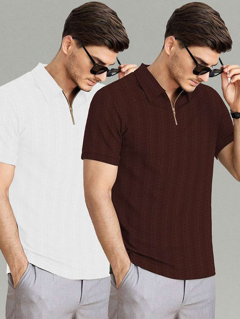 men pack of 2 textured short sleeves polo t-shirt
