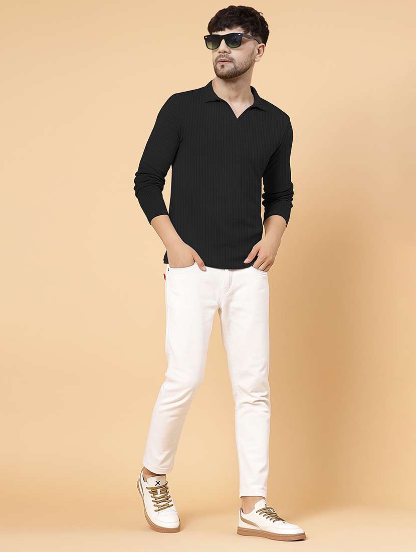men textured long sleeves polo t-shirt - 22578278 -  Standard Image - 5
