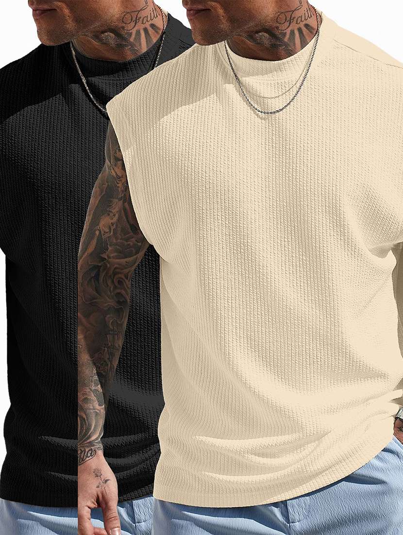 men textured sleeveless oversized t-shirt - 22578351 -  Standard Image - 3