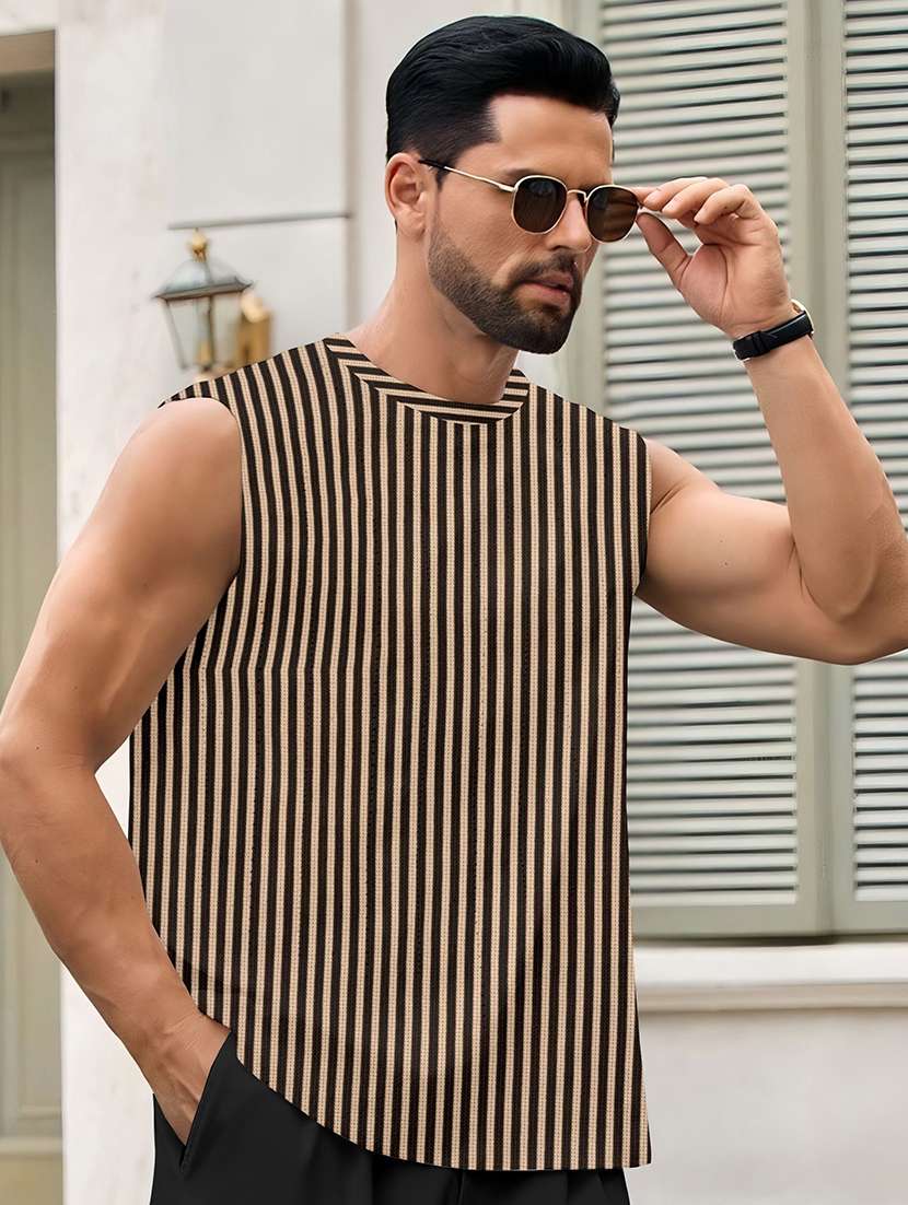 men printed sleeveless oversized t-shirt