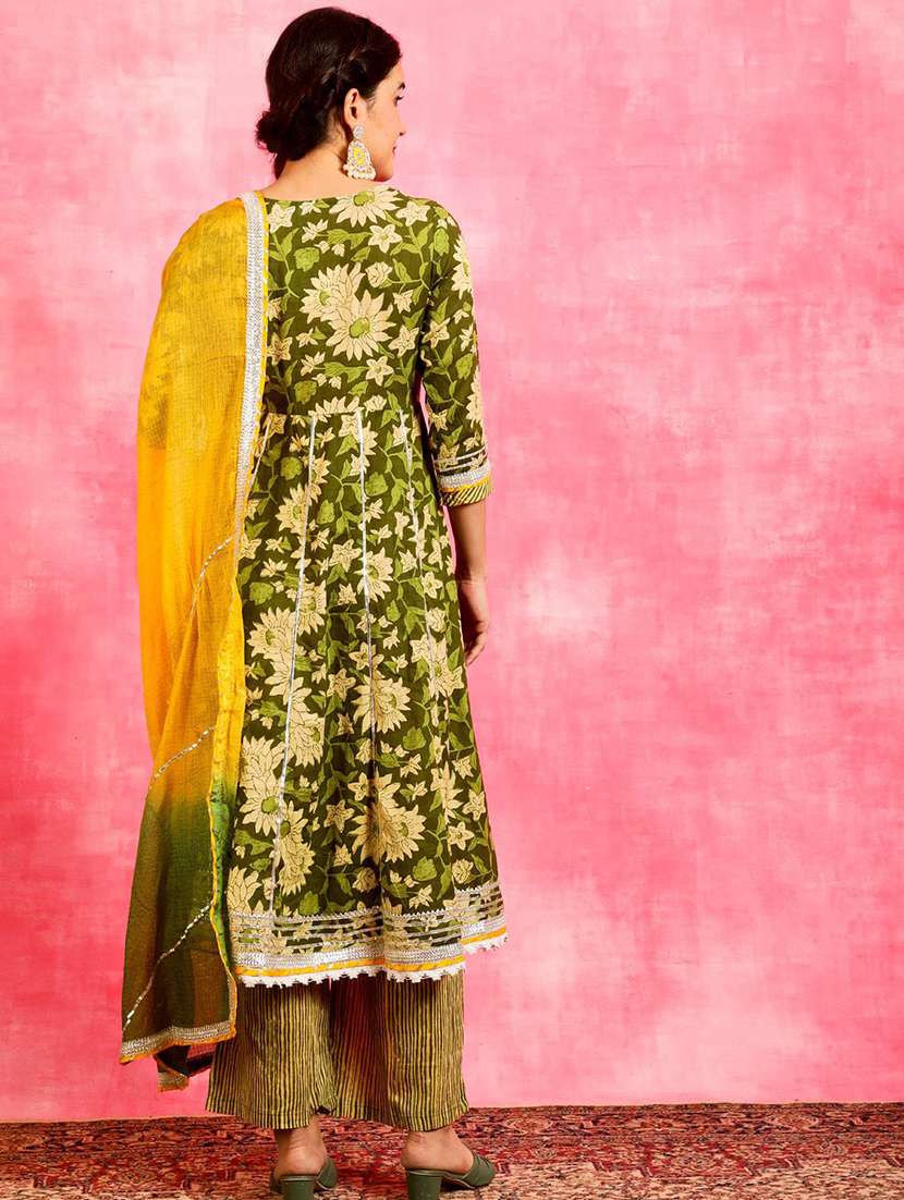 Women Printed Three Quarter Sleeves Kurta Pant Set With Dupatta - 22578394 -  Standard Image - 3