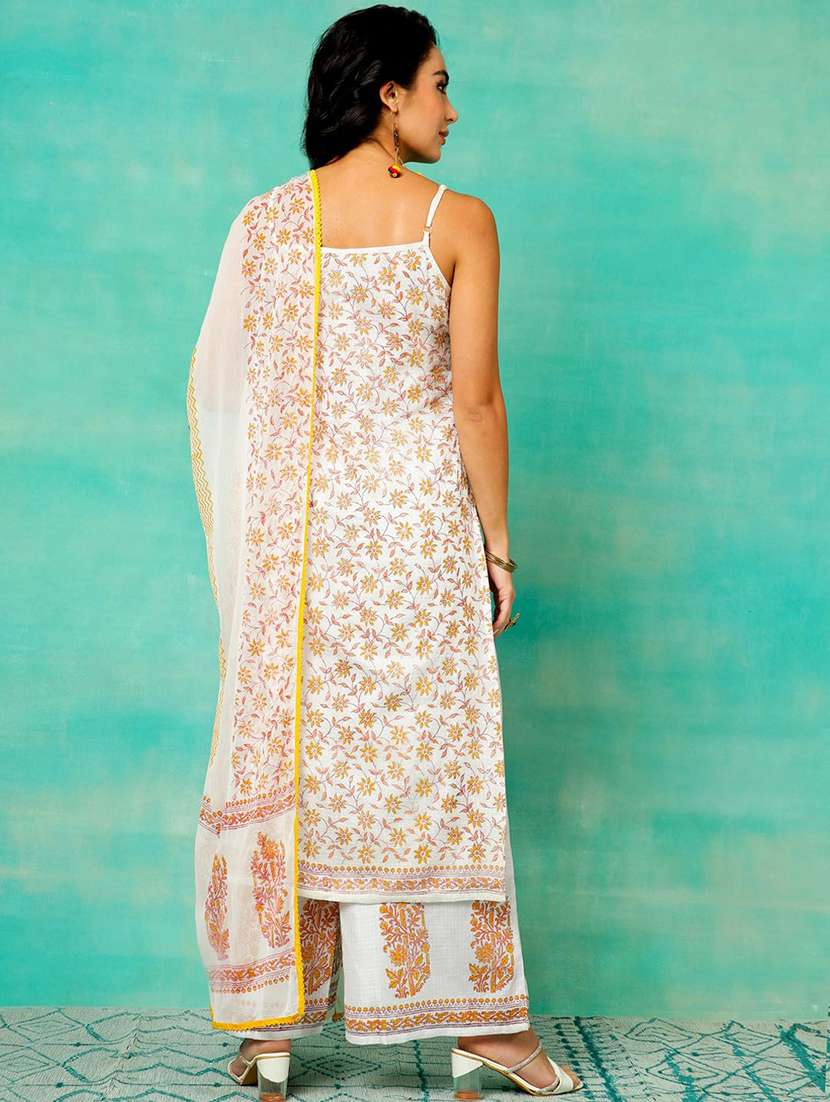 women printed shoulder strap kurta palazzo set with dupatta - 22578397 -  Standard Image - 3