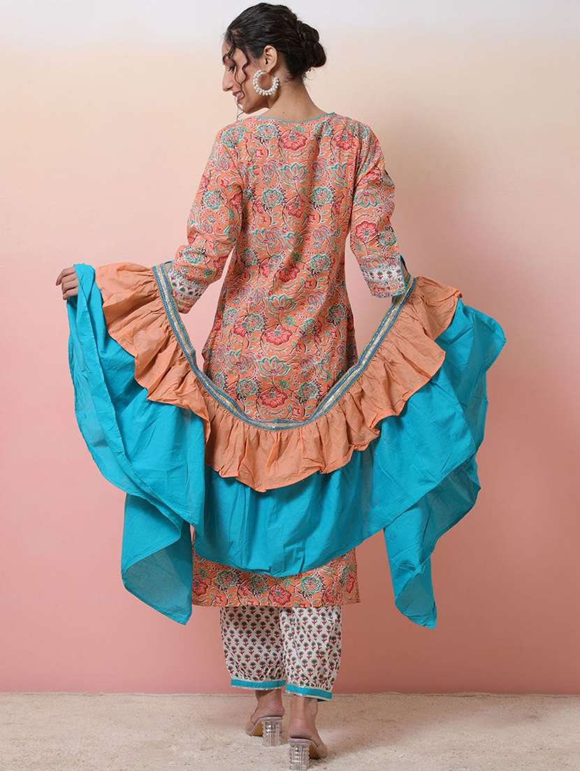 women printed three quarter sleeves kurta salwar set with dupatta - 22578413 -  Standard Image - 5