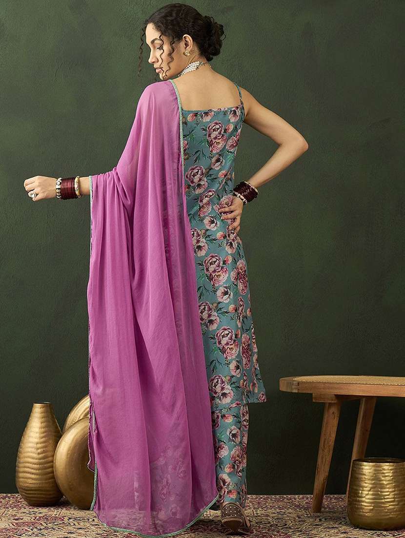women printed shoulder strap kurta palazzo set with dupatta - 22578416 -  Standard Image - 3
