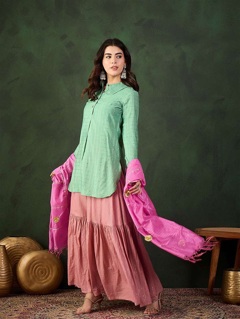 women self design long sleeves kurta skirt set with dupatta - 22578421 -  Standard Image - 3