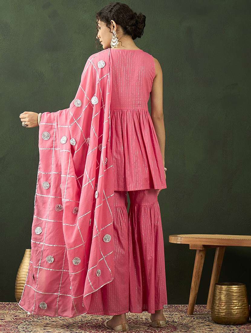 women self design sleeveless kurta sharara set with dupatta - 22578422 -  Standard Image - 3