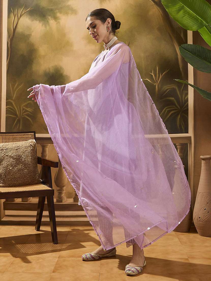 women solid sleeveless kurta pant set with dupatta - 22578442 -  Standard Image - 3