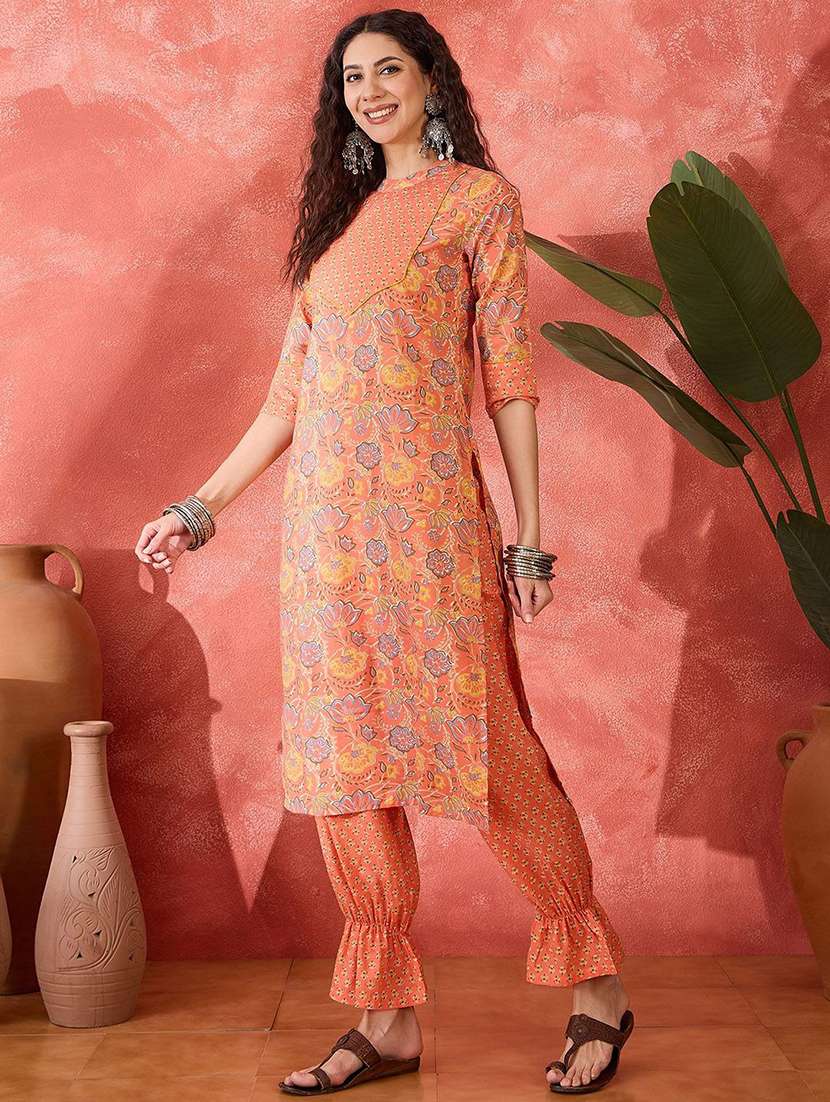 women printed three quarter sleeves kurta salwar set - 22578500 -  Standard Image - 3