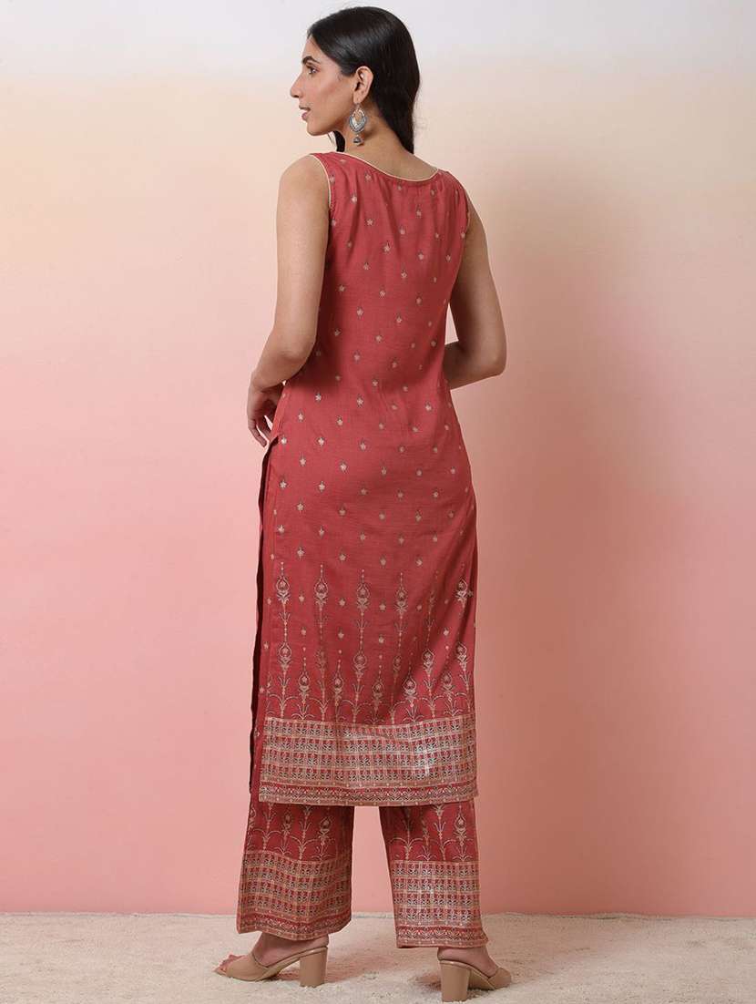 women printed sleeveless kurta pant set - 22578519 -  Standard Image - 3