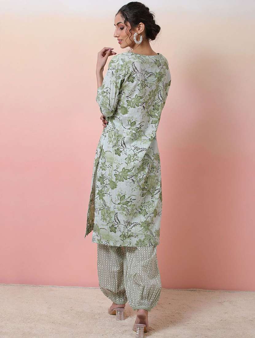 women printed three quarter sleeves kurta salwar set - 22578522 -  Standard Image - 3